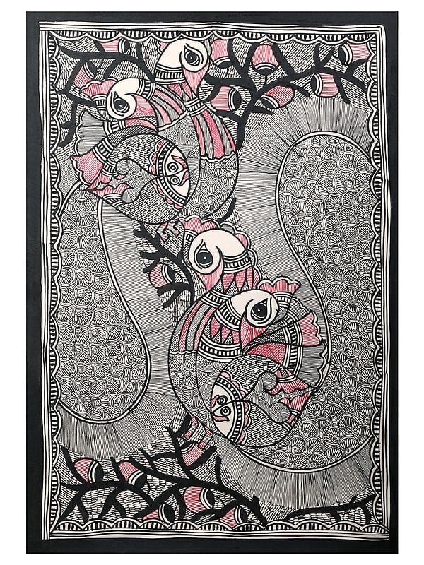 Madhubani Peacock | Handmade Paper | By Ashutosh Jha