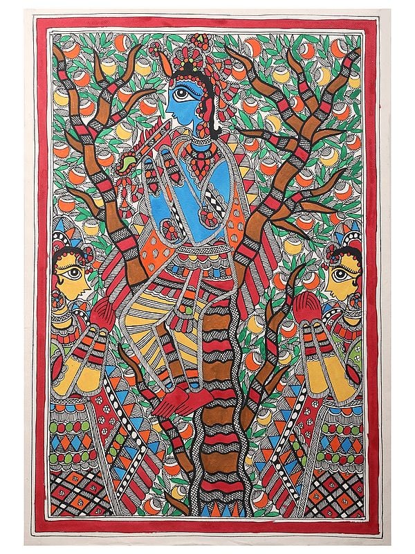 Lord Krishna With Gopi | Handmade Paper | By Ashutosh Jha