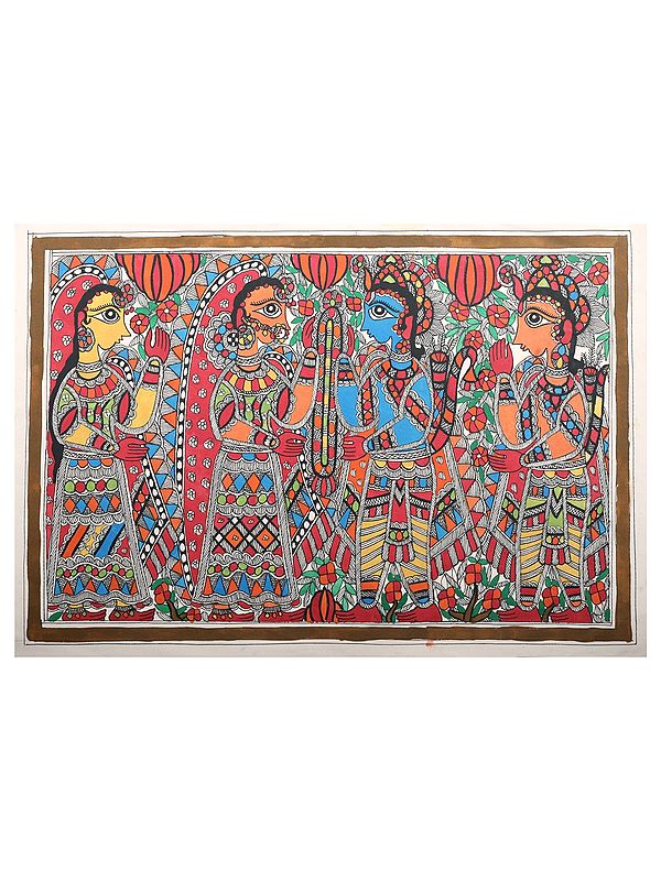 Shri Ram Seeta Vivah - Madhubani Art | Handmade Paper | By Ashutosh Jha