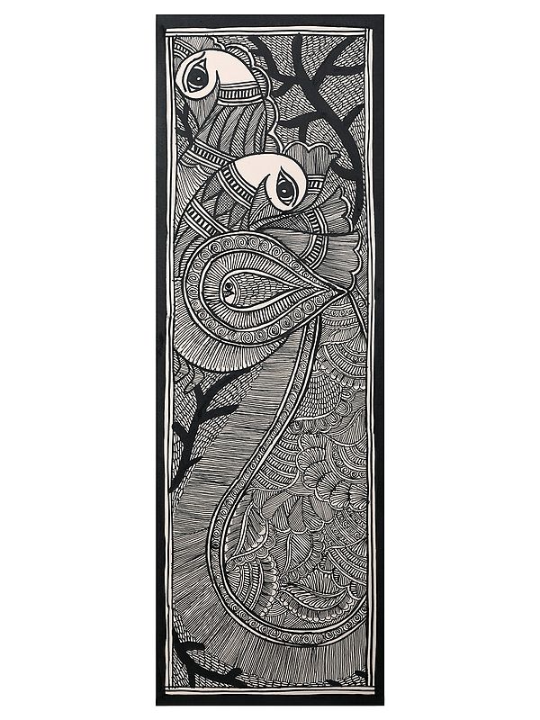 Pair of Peacock Madhubani Painting | Handmade Paper | By Ashutosh Jha