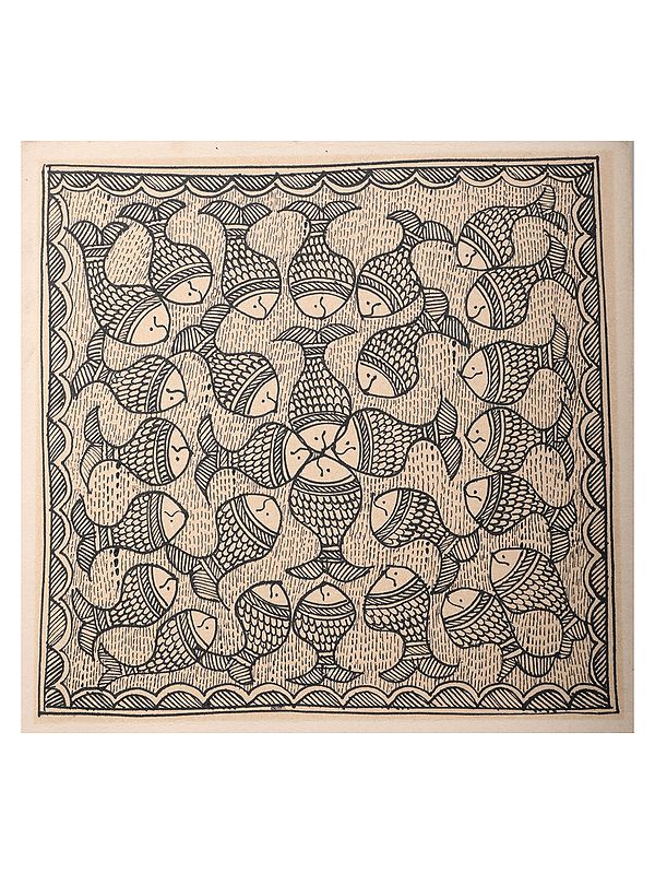 Kachni Fish Style | Madhubani Art on Handmade Paper | By Ashutosh Jha