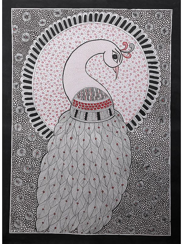 Madhubani Peacock Painting | Handmade Paper | By Ajay Kumar Jha