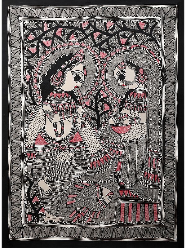 Lord Krishna And Radha | Handmade Paper | By Ajay Kumar Jha