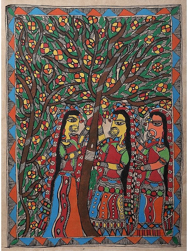Vat Savitri | Madhubani Painting on Handmade Paper | By Ajay Kumar Jha