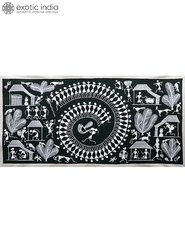 Tarpa Dance of Tribals | Warli Art on Cotton