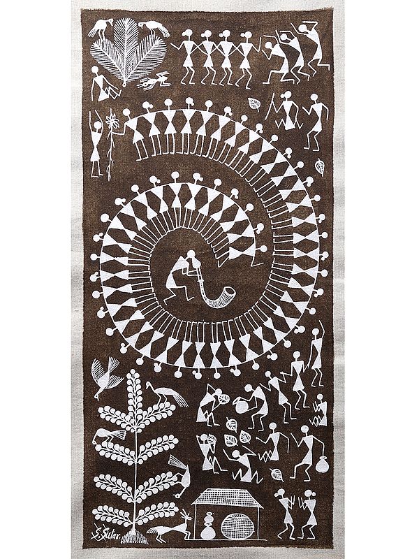 Tarpa Dance | Warli Art on Cotton