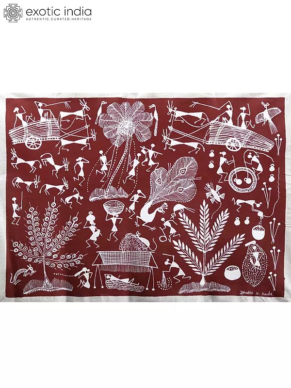 Village Life of Tribals | Warli Art on Cotton