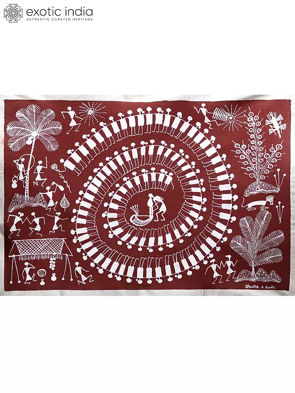 Tarpa Dance of Tribals | Warli Art on Cotton