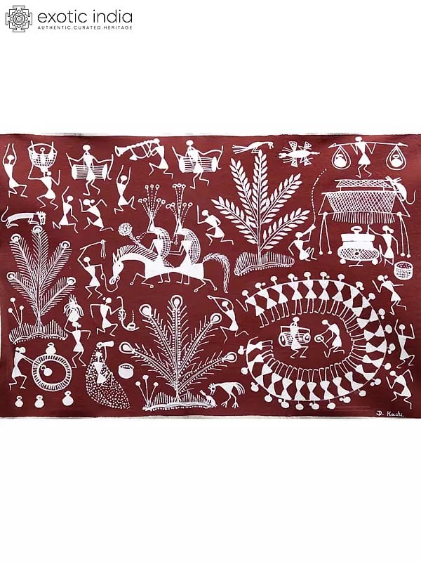 Traditional Celebration In Tribes | Warli Art Painting