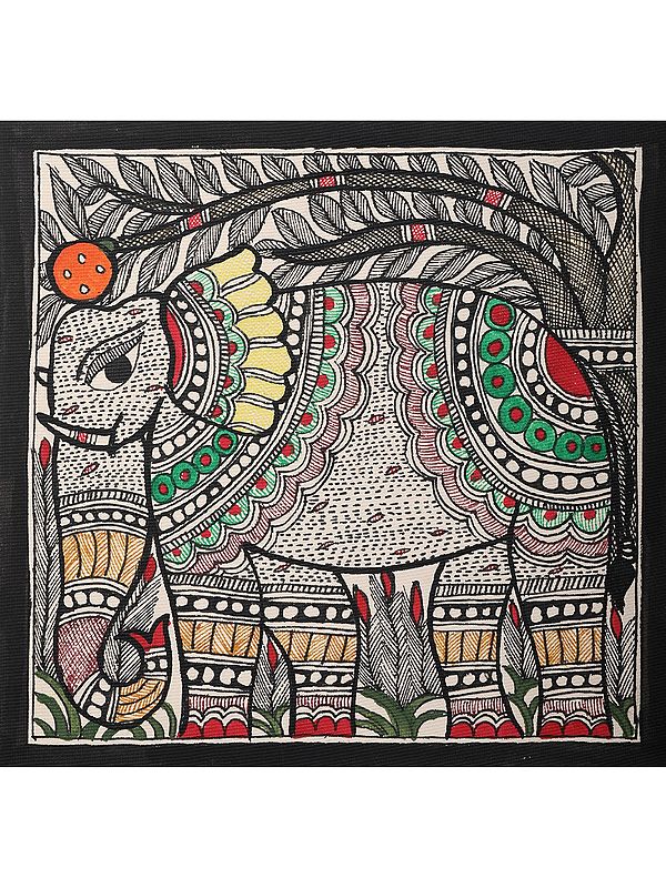 Beautiful Madhubani Elephant | Handmade Paper | By Ajay Kumar Jha