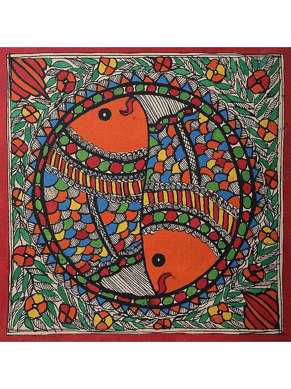 Twin Colorful Fish | Handmade Paper | By Ajay Kumar Jha