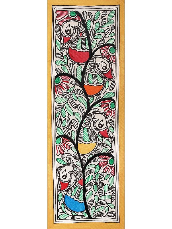 Tree Of Life With Multicolor Peacock | Handmade Paper | By Ajay Kumar Jha