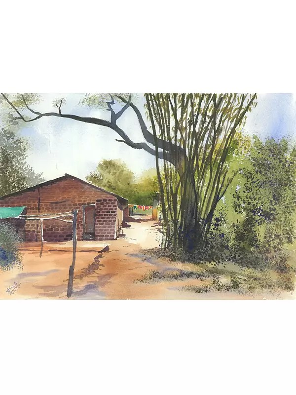 Sunny Afternoon In Village | Watercolor On Paper | By Asmita Atre