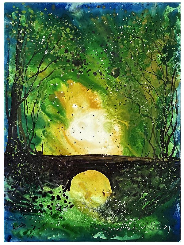 Jungle Tales - Blazing Sun Rays In Jungle | Watercolor On Yupo Paper | By Asmita Atre