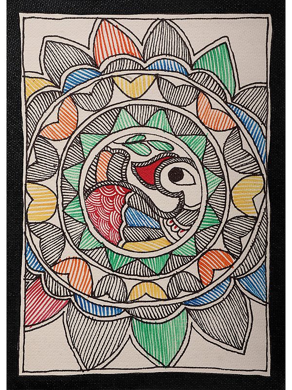 Peacock Design Painting on Handmade Paper | Artwork by Ajay Kumar Jha