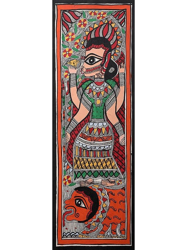 Goddess Durga - Madhubani Art | Handmade Paper | By Ajay Kumar Jha