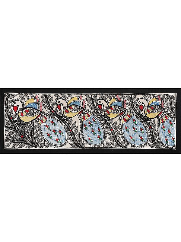 Madhubani Pattern Of Peacock | Handmade Paper | By Ajay Kumar Jha