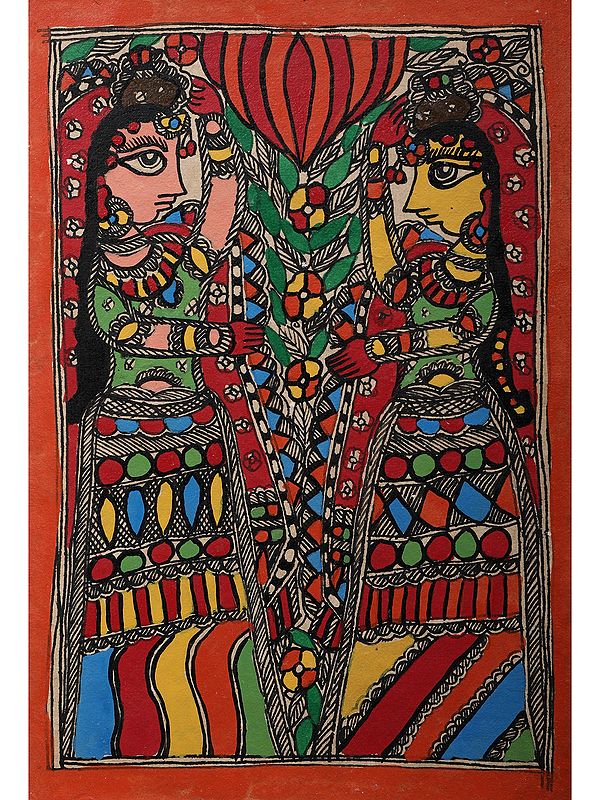Two Ladies | Handmade Paper | By Ajay Kumar Jha
