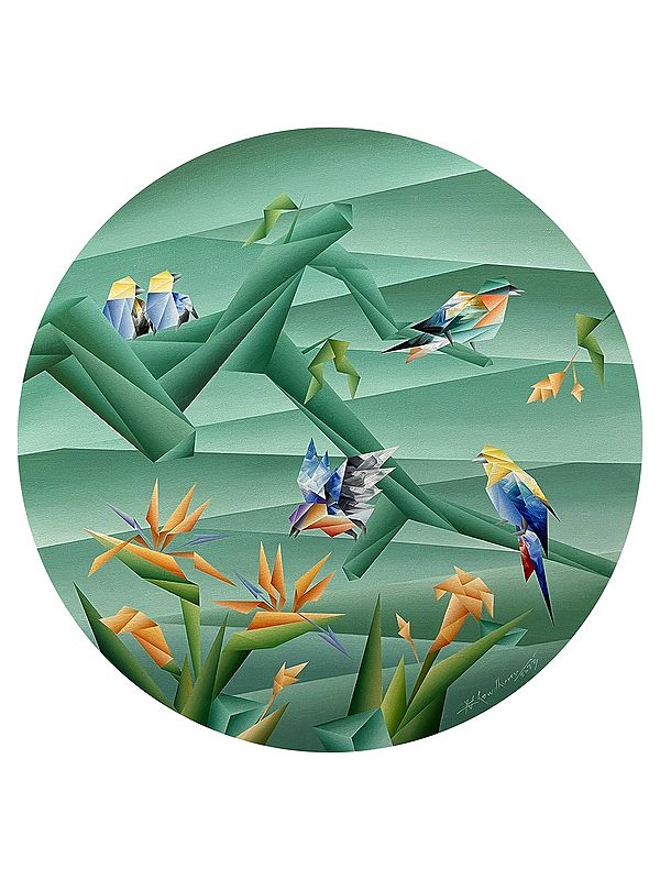 Five Flying Birds | Acrylic On Canvas | By Nirakar Chowdhury