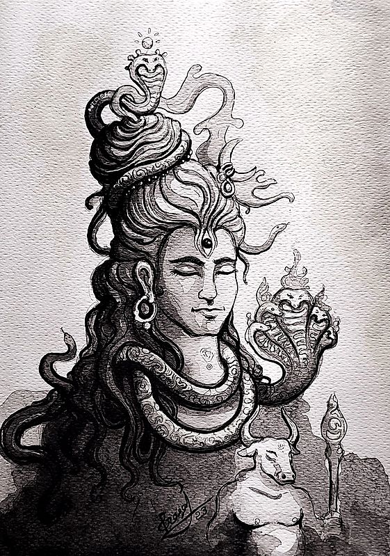 Lord Shiva - Kesin | Watercolor On Paper | By Prasad P Mahale