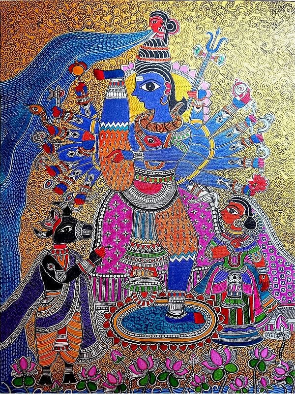 Rudra - Madhubani Painting | Acrylic On Canvas | By Simmi Rishi