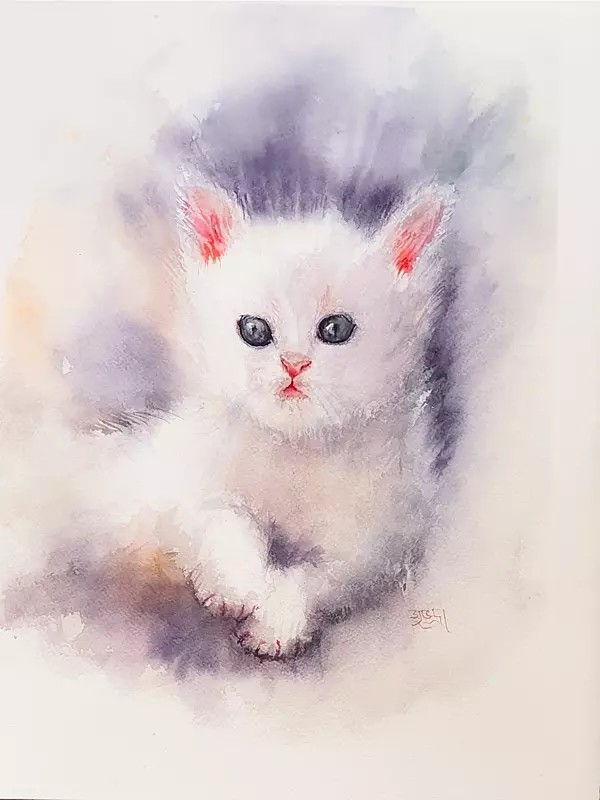 The Kitten | Watercolor On Paper | By Subhadra Sarkar
