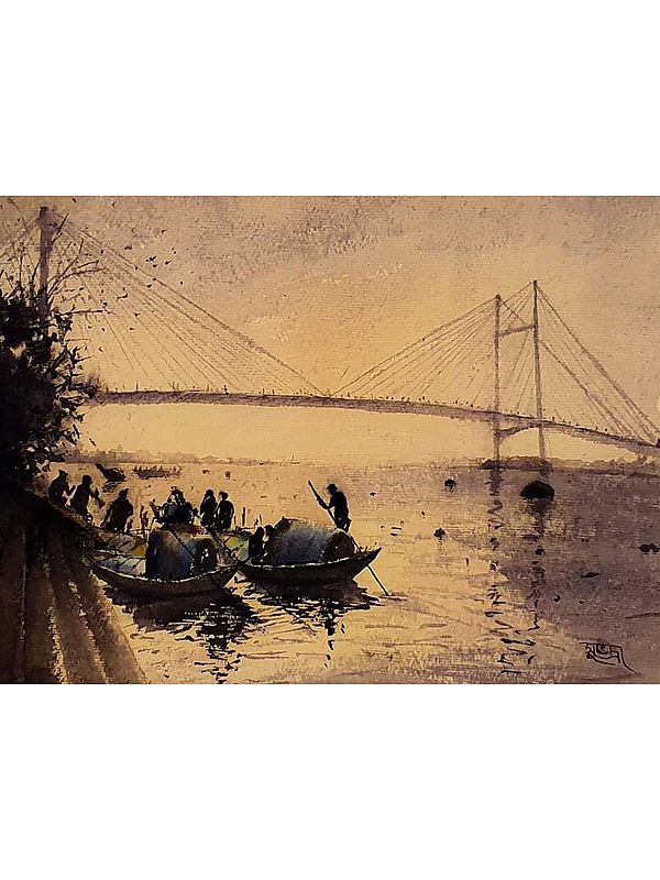 Prinsep Ghat | Watercolor On Paper | By Subhadra Sarkar