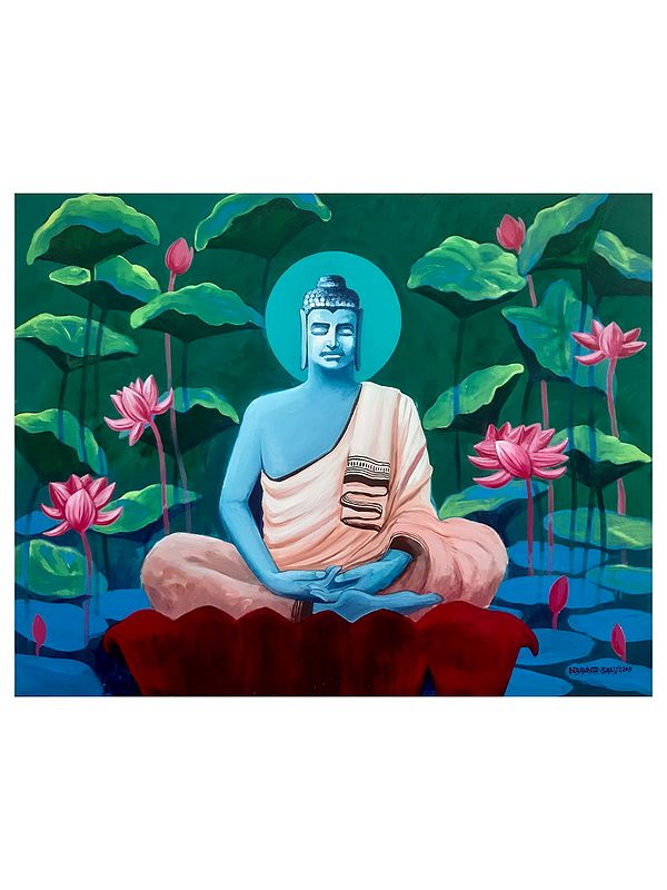 Meditating Lord Buddha | Acrylic On Canvas | By Debrata Basu