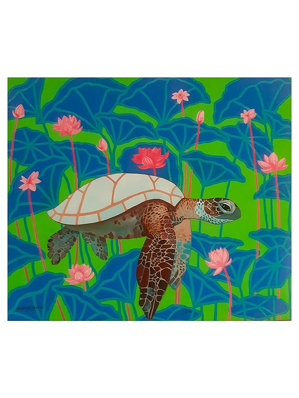 Turtle - Underwater Scene | Acrylic On Canvas | By Debrata Basu