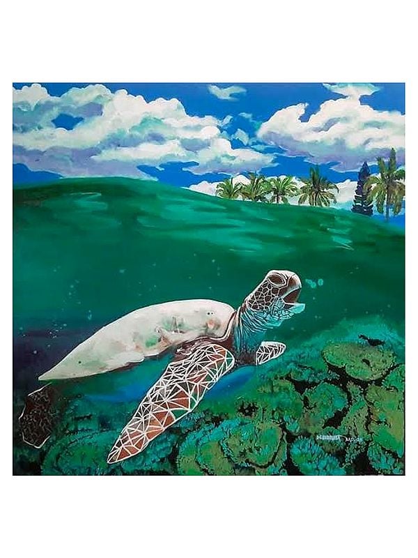 Green Sea Turtle | Acrylic On Canvas | By Debrata Basu