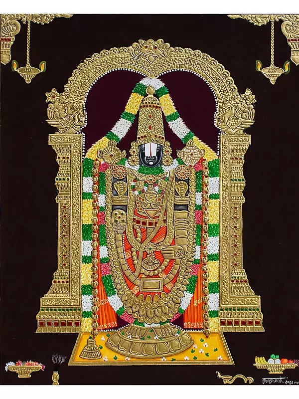 Attractive Lord Tirupati Balaji | Natural Color On Cloth | By Shashank Bhardwaj