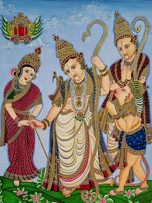 Shri Ram Darbar With Hanuman | Mysore Style Painting | Natural Color On Cloth | By Shashank Bhardwaj