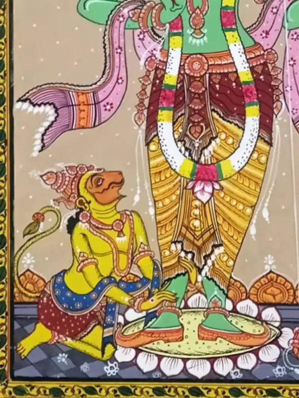 50%Off Patachitra of Meera ,most adorable posture as per hindu mythology.Original Canvas Indian woman painting.colorful figure painting. 2024