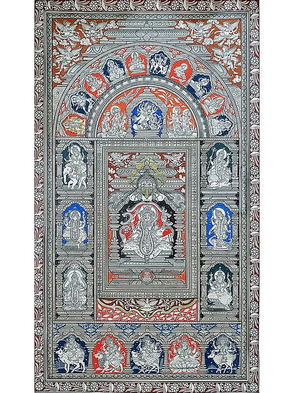 Avatar Of Goddess Kamakshi | Pattachitra Painting | Natural Color On Handmade Canvas | By Sushant Maharana