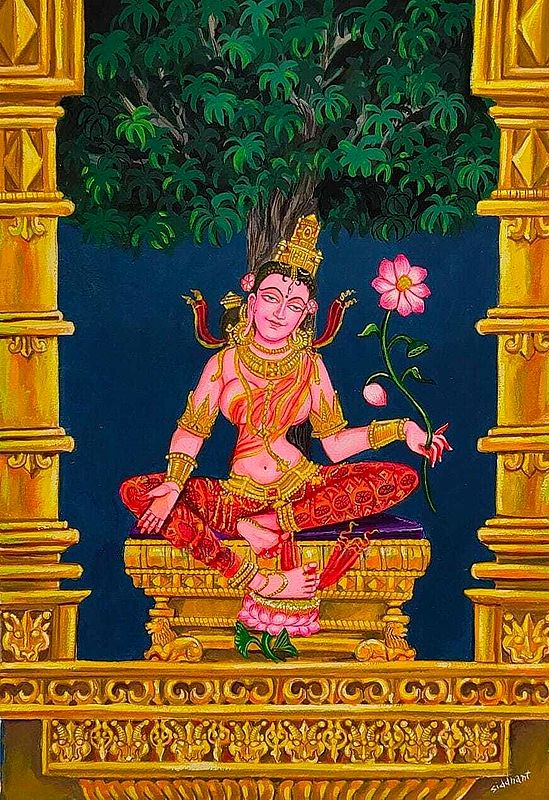 Parvati Devi Sitting Under Kalpavriksha | Opaque On Paper | By Siddhant Thapan