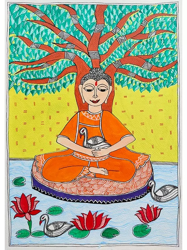 Buddha Meditating Under Peepal Tree | Acrylic On Brustro Paper | By Saral Panchal