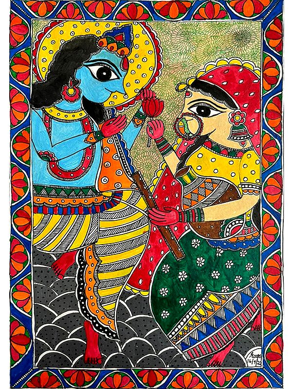 Radha Krishna Love | Acrylic On Paper | By Roopa