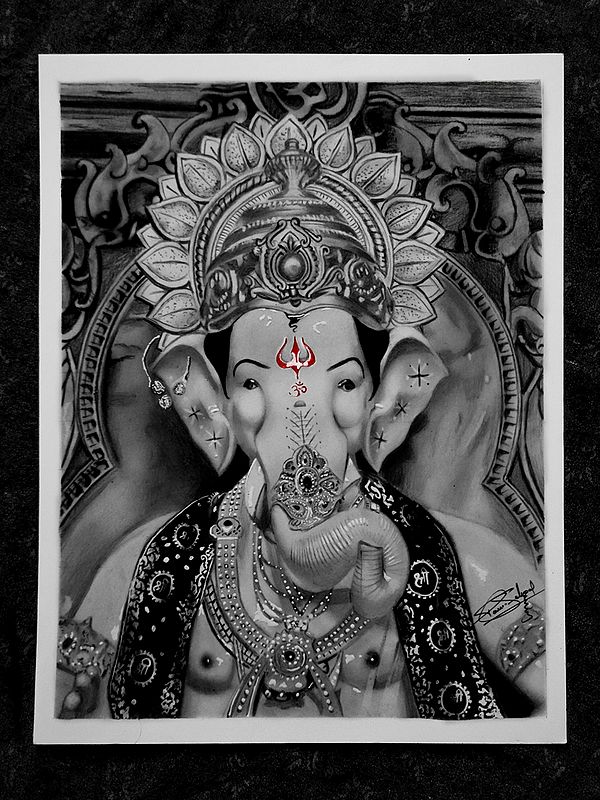 Lalbaugcha Raja | Charcoal And Graphite On Paper | By Paras Pringal