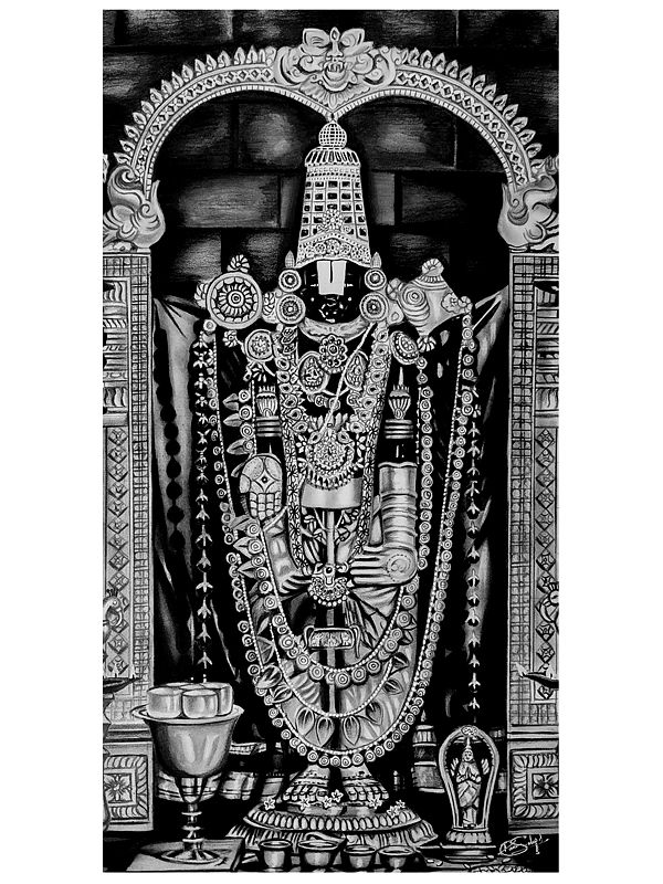 Tirupati Balaji | Charcoal And Graphite On Paper | By Paras Pringal