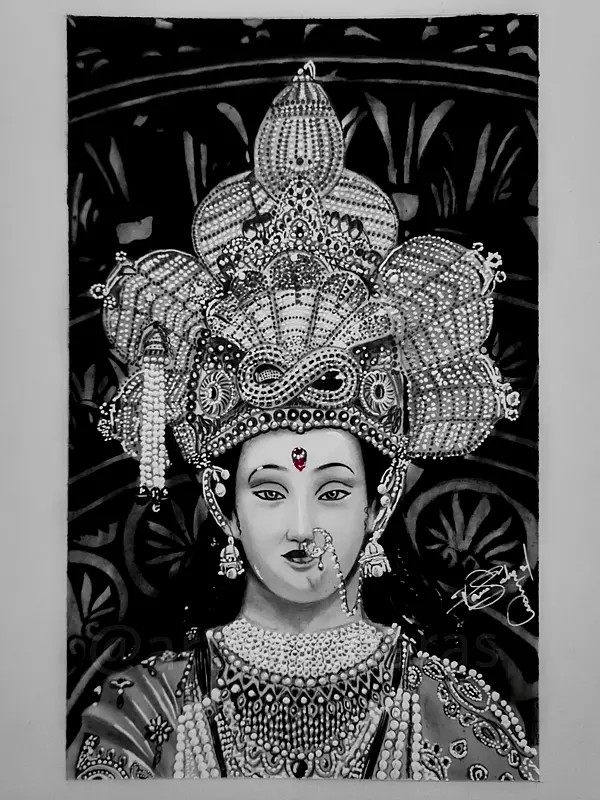 The Grace Of Goddess Durga | Charcoal And Graphite On Paper | By Paras Pringal