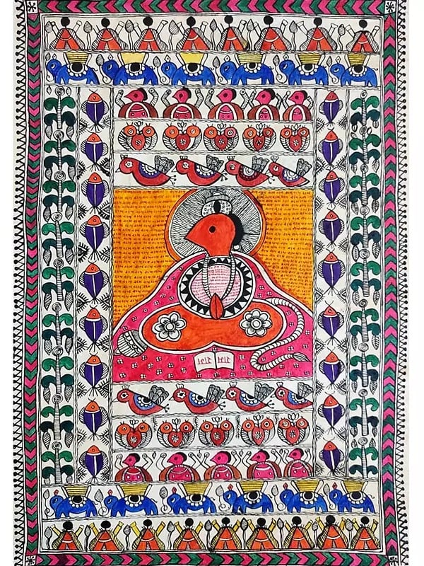 Lord Hanuman Godna Art | Acrylic On Handmade Sheet | By Neelam Singh