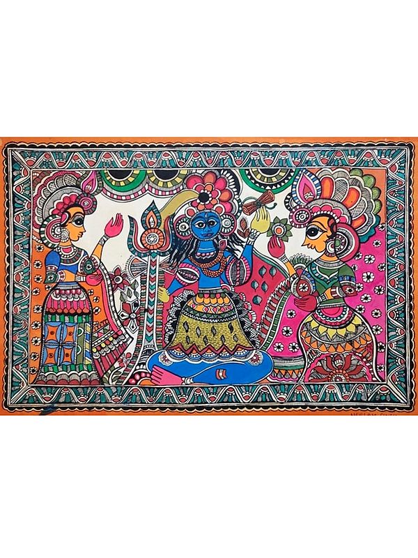 Madhubani Mahadev - Lord Shiva | Acrylic On Handmade Sheet | By Neelam Singh