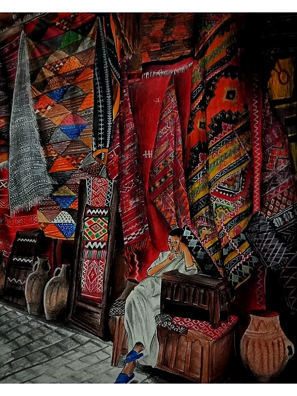 Carpet Seller | Poster Color On Paper | By Bhavani