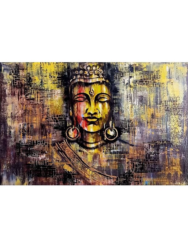 Abstract Face Of Lord Buddha | Oil On Stretched Canvas | By Survo P Basu