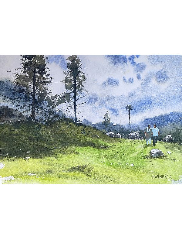 A Quiet Field | Watercolor On Paper | By Ravindra Mahale
