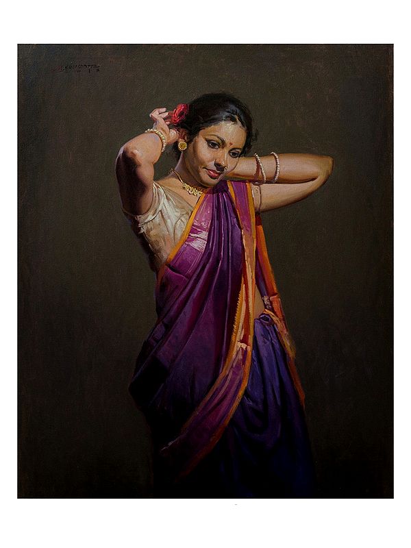 Beautiful Shringar Of Lady | Oil On Canvas | By Mahesh Soundatte