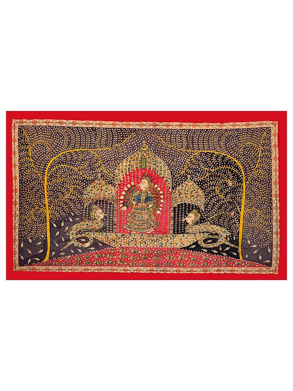 Divine Goddess Visat | Mata Ni Pachedi | Natural Color On Cloth | By Dilip Chitara