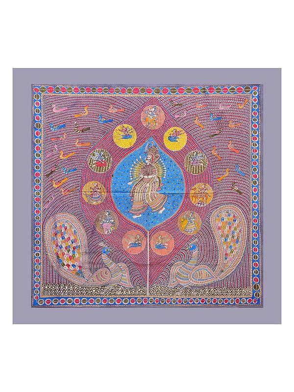 Goddess With Many Hands | Mata Ni Pachedi | Natural Color On Cloth | By Dilip Chitara
