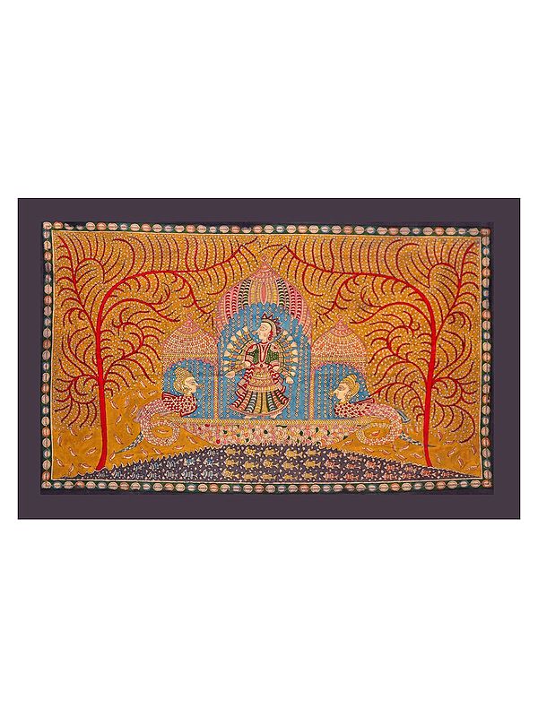 Goddess Visat with tree of life | Mata Ni Pachedi | Natural Color On Cloth | By Dilip Chitara
