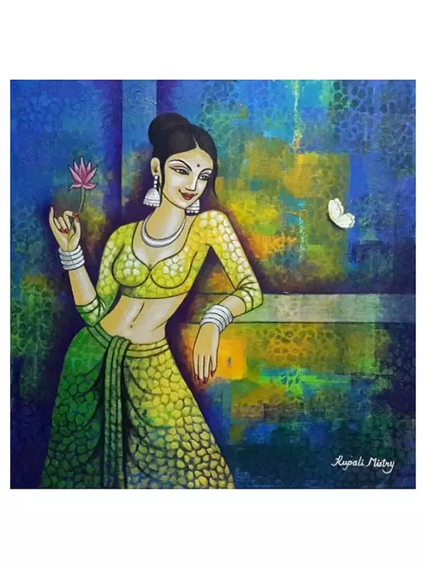 Butterfly With Beautiful Lady | Acrylic On Canvas | By Rupali Mistry